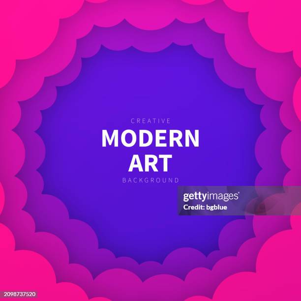 pink clouds frame - paper cut background - trendy 3d design - digital cloud edge stock illustrations