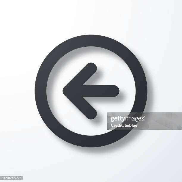 left arrow button. line icon with shadow on white background - white play button stock illustrations