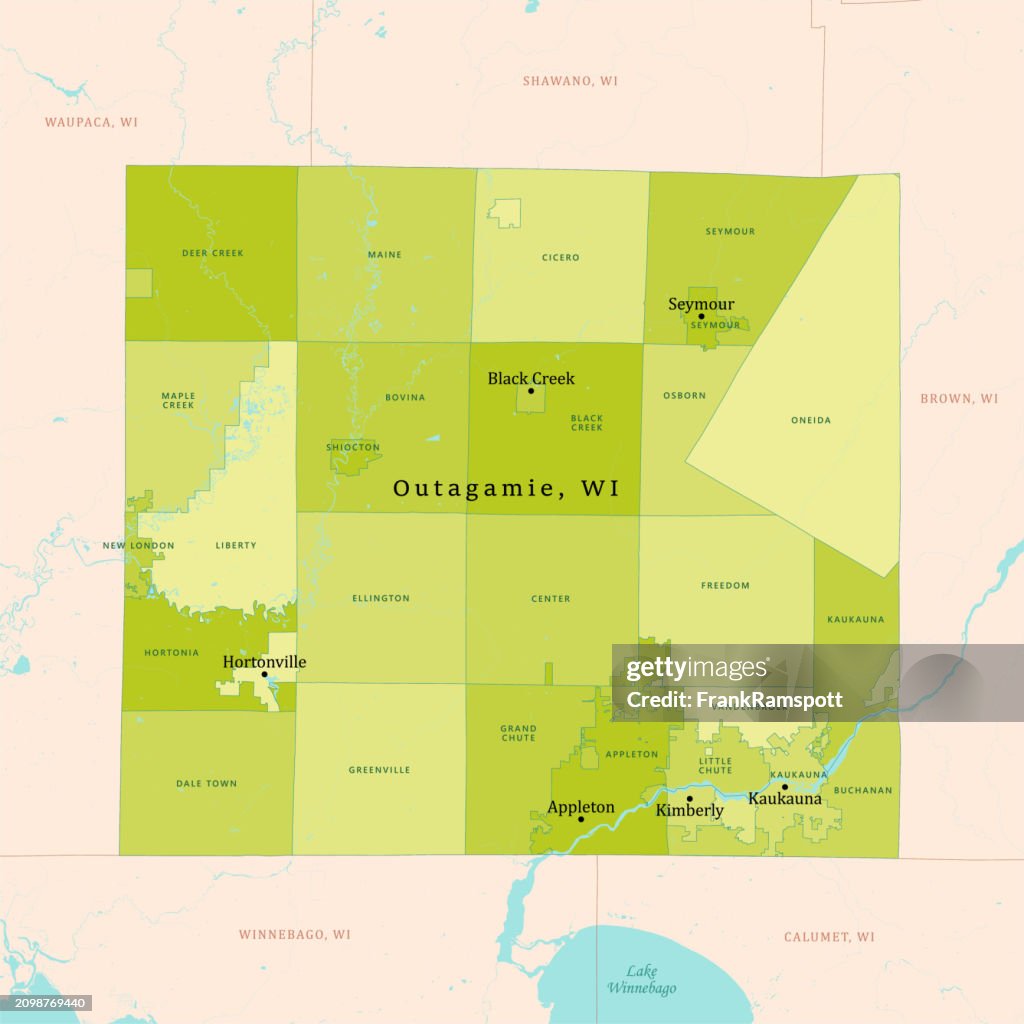 WI Outagamie County Vector Map Green