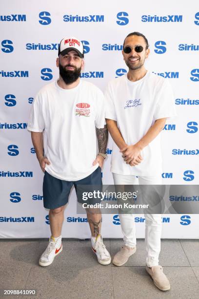 Vinny Vibe and Sak Noel visits SiriusXM on March 19, 2024 in Miami Beach, Florida.