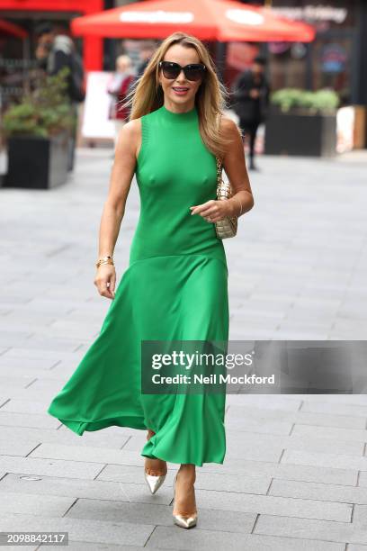 Amanda Holden leaving Heart Breakfast Radio Studios on March 20, 2024 in London, England.