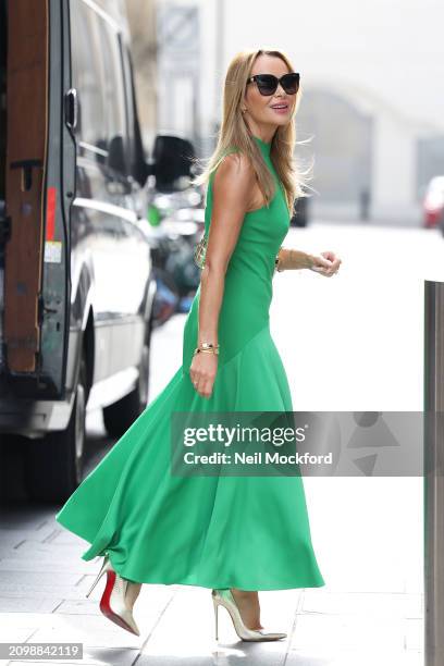 Amanda Holden leaving Heart Breakfast Radio Studios on March 20, 2024 in London, England.