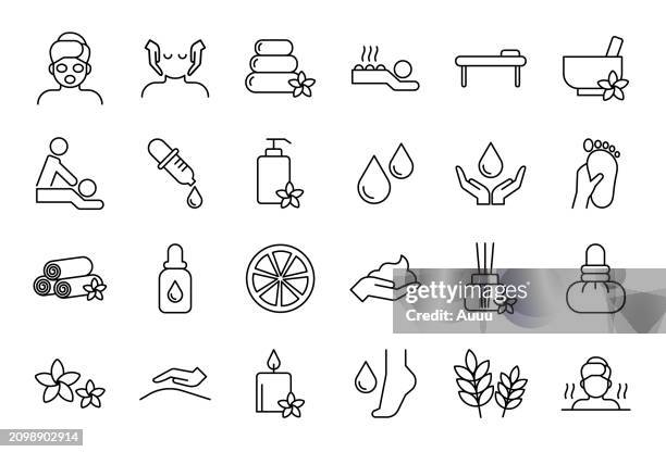 spa & massage icon set - health spa stock illustrations
