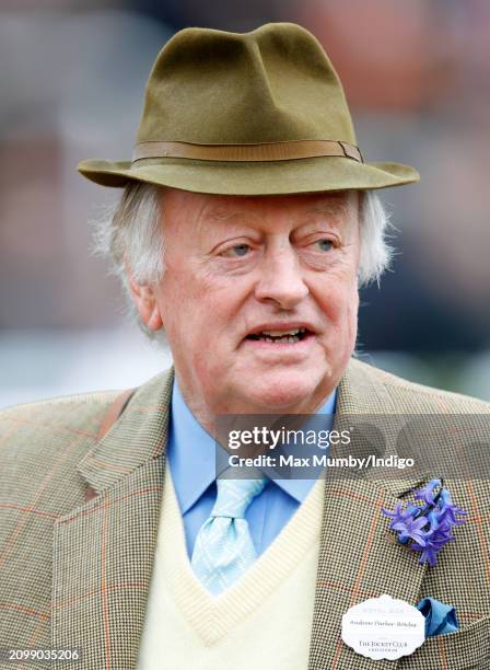 Andrew Parker Bowles attends day 2 'Style Wednesday' of the Cheltenham Festival at Cheltenham Racecourse on March 13, 2024 in Cheltenham, England....