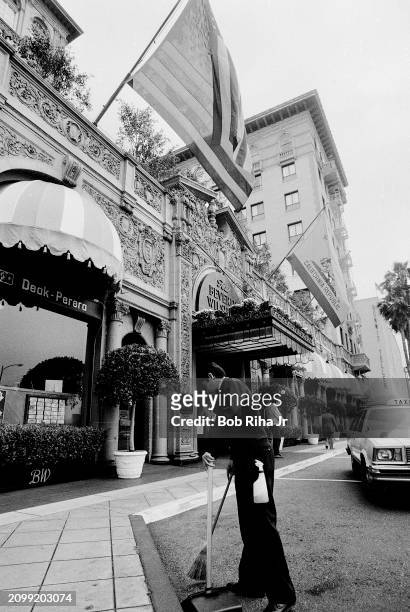 Exterior view of Beverly Wilshire Hotel, June 11, 1983 in Beverly Hills, California.