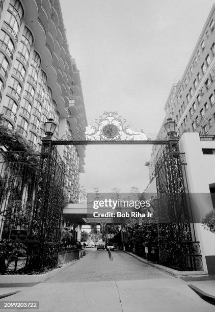 Exterior view of Beverly Wilshire Hotel, June 11, 1983 in Beverly Hills, California.