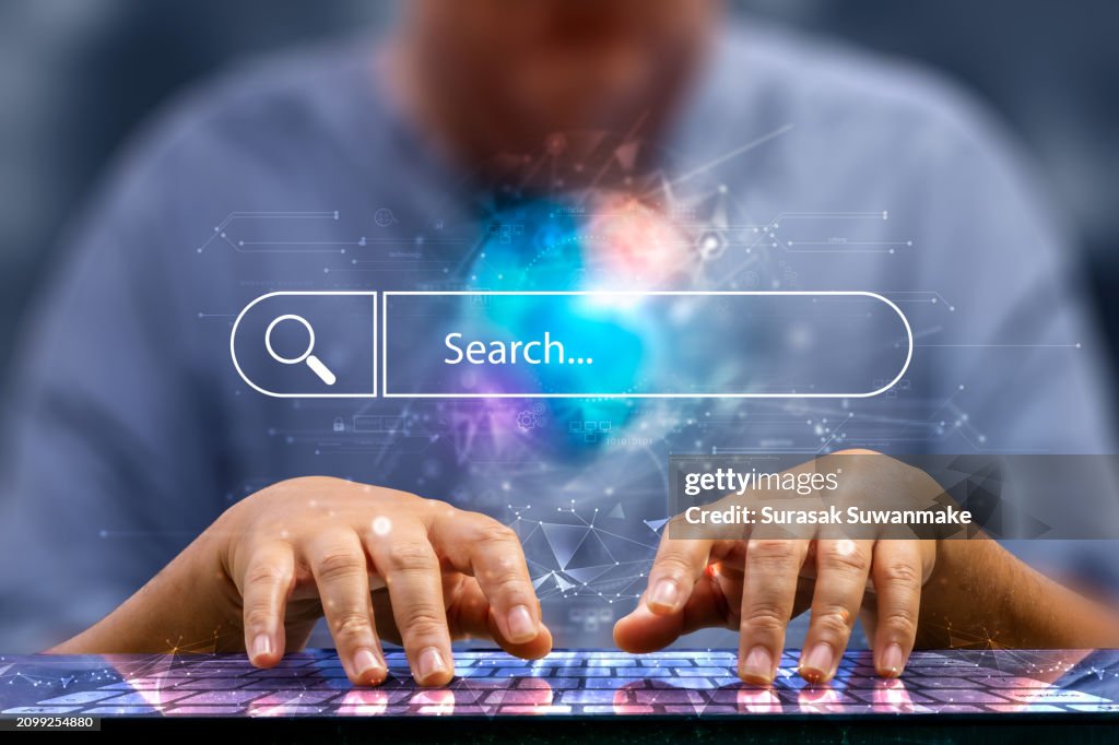 Business people use internet for information and browsing information network concept