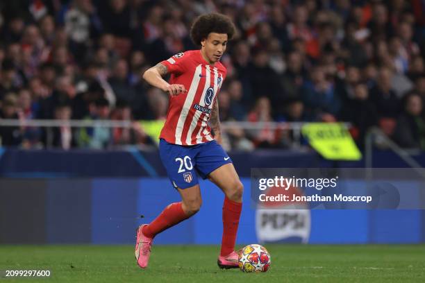 Axel Witsel of Atletico Madrid controls the ball during the UEFA Champions League 2023/24 round of 16 second-leg match between Atletico Madrid and FC...