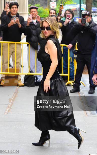 Sydney Sweeney is seen walking into the "View" on March 20, 2024 in New York City.