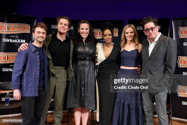 Daniel Radcliffe, Jonathan Groff, Lindsay Mendez, Krystal Joy Brown, Katie Rose Clarke and Reg Rogers attend the SiriusXM On Broadway Town Hall With...