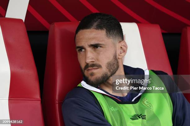 Paulo Azzi of Cagliari Calcio is seen during the Serie A TIM match between AC Monza and Cagliari at U-Power Stadium on March 16, 2024 in Monza, Italy.