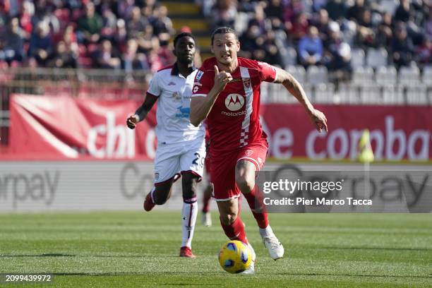 Milan Djuric of AC Monza in action during the Serie A TIM match between AC Monza and Cagliari at U-Power Stadium on March 16, 2024 in Monza, Italy.