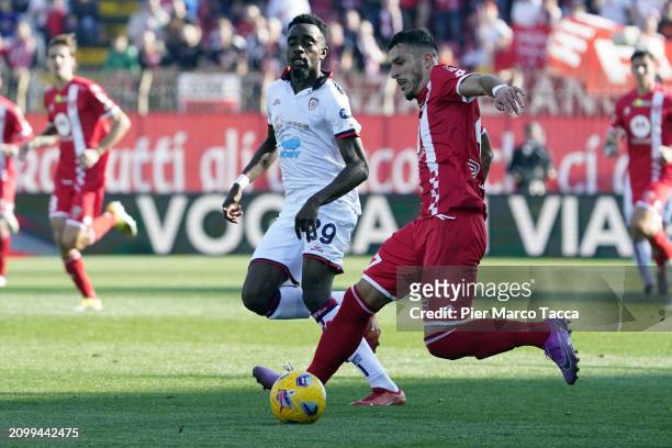 Dany Mota Carvalho of AC Monza in action during the Serie A TIM match between AC Monza and Cagliari at U-Power Stadium on March 16, 2024 in Monza,...