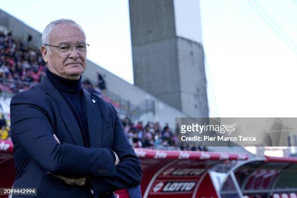 Head Coach of Cagliari Calcio, Claudio Ranieri looks during the Serie A TIM match between AC Monza and Cagliari at U-Power Stadium on March 16, 2024...