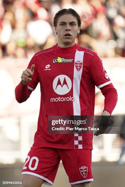 Alessio Zerbin of AC Monza looks during the Serie A TIM match between AC Monza and Cagliari at U-Power Stadium on March 16, 2024 in Monza, Italy.