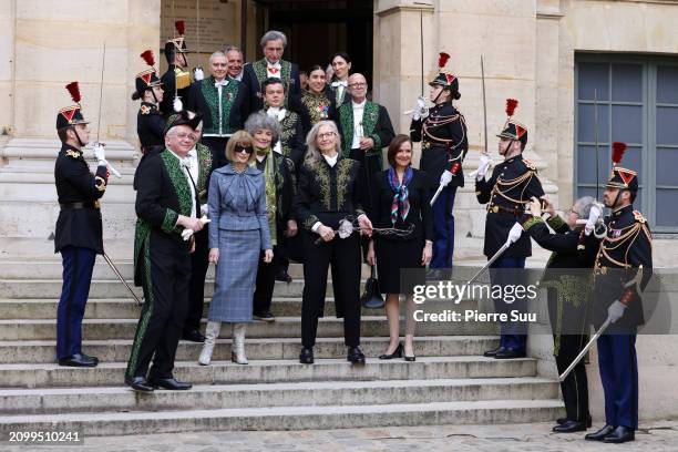 Annie Leibovitz poses with Adrien Goetz, Alain-Charles Perrot, Anna Wintour, Coline Serreau, Patrick de Carolis, Catherine Meurisse, Denise Bauer and...