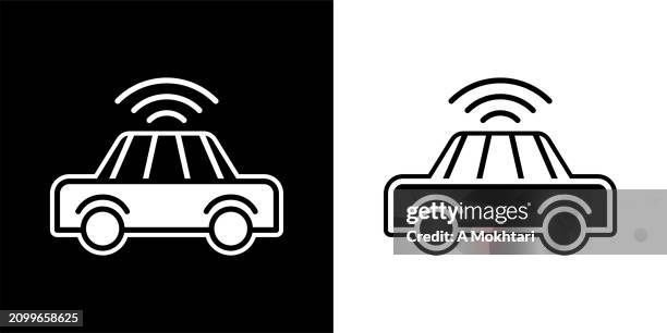 connected car icon. - driverless car stock illustrations
