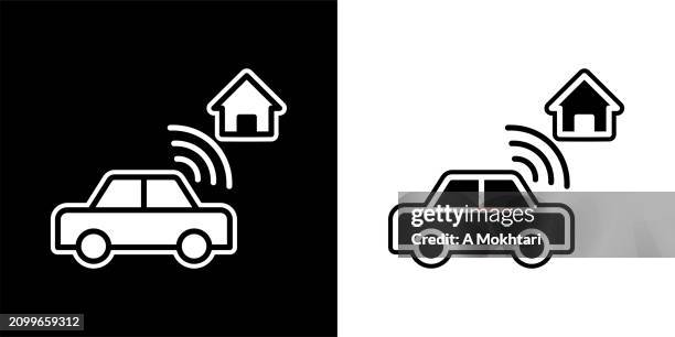 connected car icon. - smart plug stock illustrations