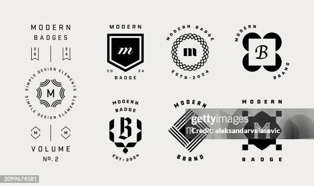 moderne, einfache abzeichen - monogramm stock-grafiken, -clipart, -cartoons und -symbole