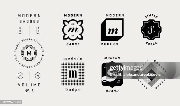 illustrations, cliparts, dessins animés et icônes de badges simples et modernes - lettre b