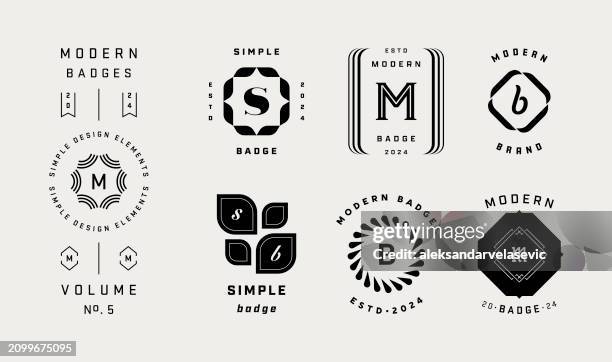 moderne, einfache abzeichen - monogramm stock-grafiken, -clipart, -cartoons und -symbole