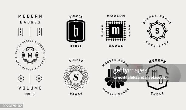 modern simple badges - monogramm stock-grafiken, -clipart, -cartoons und -symbole