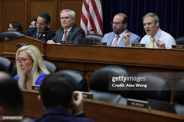 Rep. Jim Jordan speaks during a hearing before the House Oversight and Accountability Committee at Rayburn House Office Building on March 20, 2024 on...