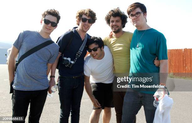 Michael Angelakos and Passion Pit pose during the Sasquatch! Music & Arts festival at The Gorge amphitheatre on May 23, 2009 in Quincy, Washington.