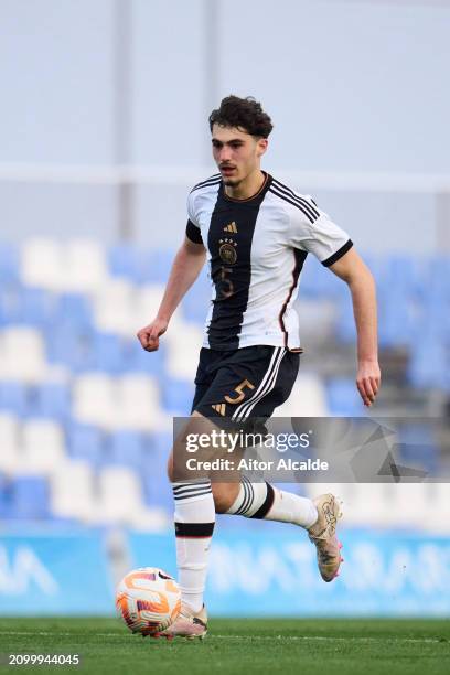 Maxim Dal of U18 Germany in action during the Under 18 Nations Tournament match between Netherlands v U18 Germany on March 20, 2024 in San Pedro del...