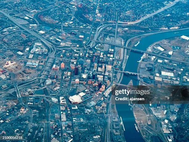 aerial photo of mississippi in minneapolis - minneapolis aerial stock pictures, royalty-free photos & images