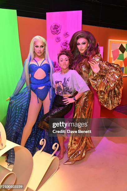 Jaime Winstone, DeDeLicious and A'Whora attend the Swatch Art Journey 2024 at 180 The Strand on March 20, 2024 in London, England.