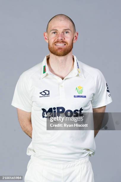 James Harris of Glamorgan poses for a portrait during the Glamorgan CCC photocall at Sophia Gardens on March 18, 2024 in Cardiff, Wales.