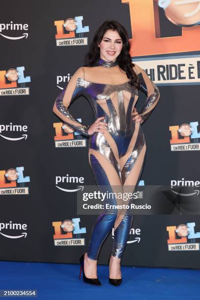 Valentina Nappi attends the photocall for the fourth season of the tv show "LOL" at The Space Cinema Moderno on March 20, 2024 in Rome, Italy.