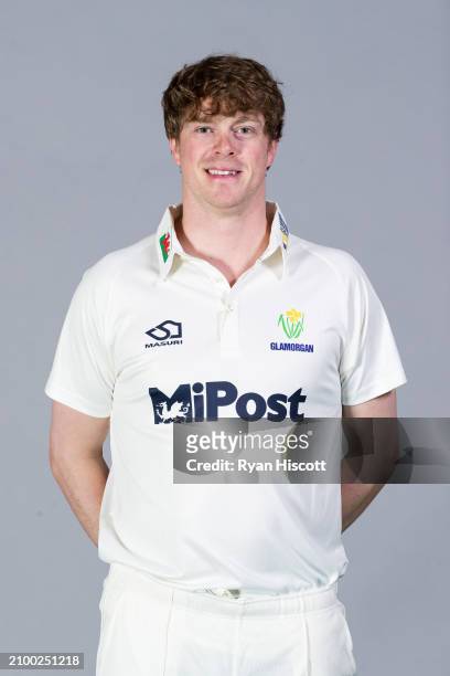 Sam Northeast of Glamorgan poses for a portrait during the Glamorgan CCC photocall at Sophia Gardens on March 18, 2024 in Cardiff, Wales.