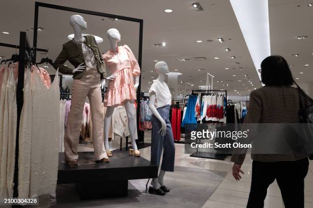 Merchandise is offered for sale at a Nordstrom store in a shopping mall on March 20, 2024 in Chicago, Illinois. Nordstrom stock jumped more than 10%...
