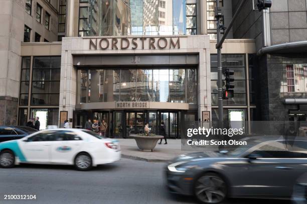 Sign marks the location of a Nordstrom store on March 20, 2024 in Chicago, Illinois. Nordstrom stock jumped more than 10% recently after a report...