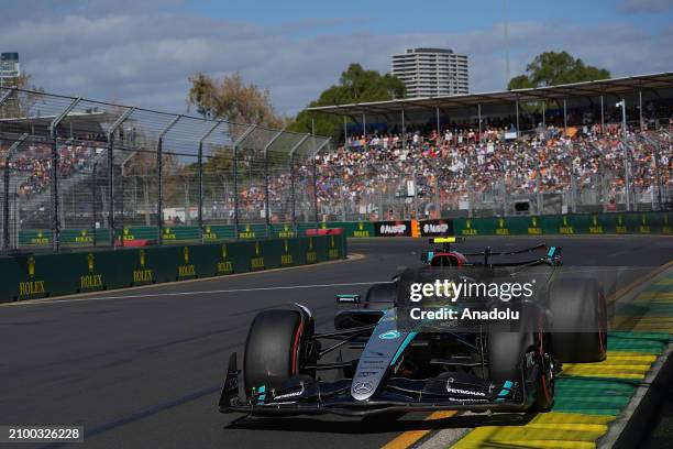 British driver Lewis Hamilton of Mercedes-AMG Petronas Formula One Team competes during qualifying for the Formula 1 Rolex Australian Grand Prix at...