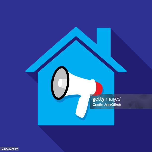 house megaphone icon flat - environmental protest stock illustrations