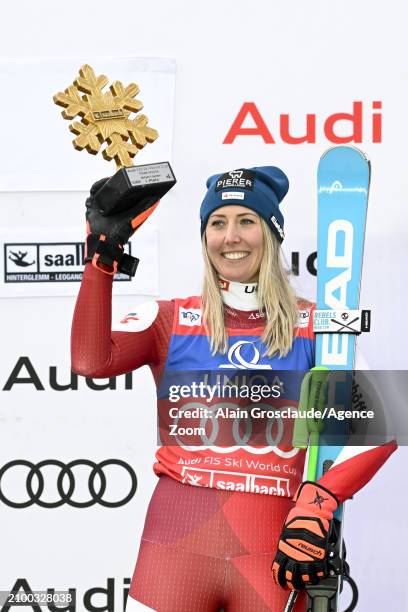 Cornelia Huetter of Team Austria takes 1st place during the Audi FIS Alpine Ski World Cup Finals Women's Downhill on March 23, 2024 in Saalbach...