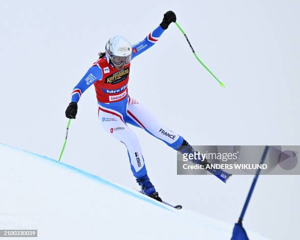 France's Marielle Berger Sabbatel competes in the women's quarter final heat 4 during the FIS Women's Ski Cross World Cup competition at Idre Fjaell,...