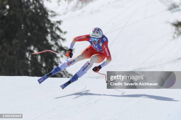 Saalbach-Hinterglemm, AUSTRIA Michelle Gisin of Switzerland during the Audi FIS Alpine Ski World Cup Finals - Womens Downhill on March 23, 2024 in...