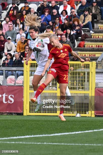 Loreta Kullashi of U.S. Sassuolo and Anja Sonstevold of A.S. Roma Women are competing during Day 2 of the Women's Serie A Playoffs between A.S. Roma...