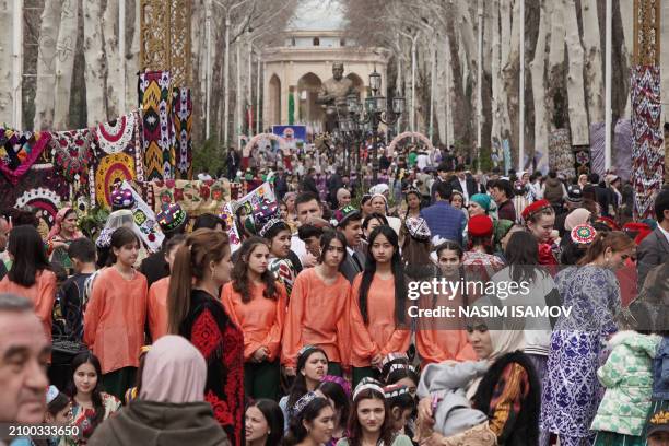 Tajiks celebrate Navruz an ancient festival marking the first day of spring in Central Asia, in Dushanbe on March 23, 2024.