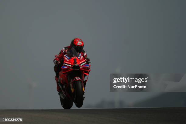 Francesco Pecco Bagnaia of Italy and ly and Ducati Lenovo Team during the qualifying of the Grande Premio Tissot de Portugal at Autodromo do Algarve...