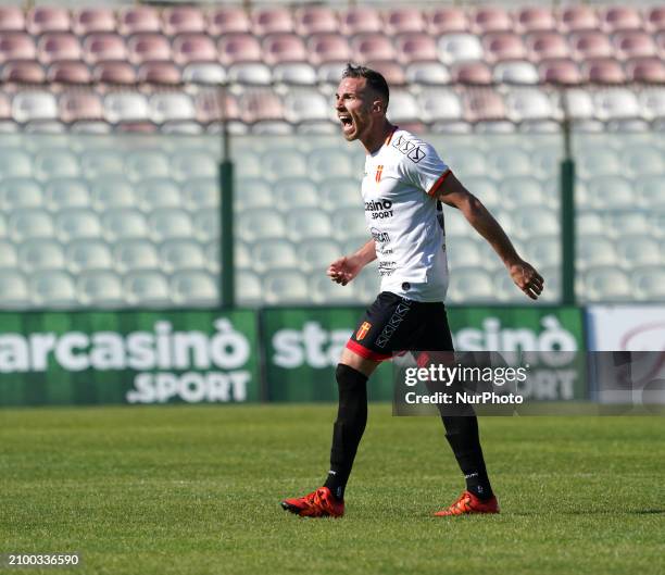 Antonino Ragusa of ACR Messina is playing during the Serie C match between ACR Messina and Foggia Calcio at the ''Franco Scoglio'' stadium in...