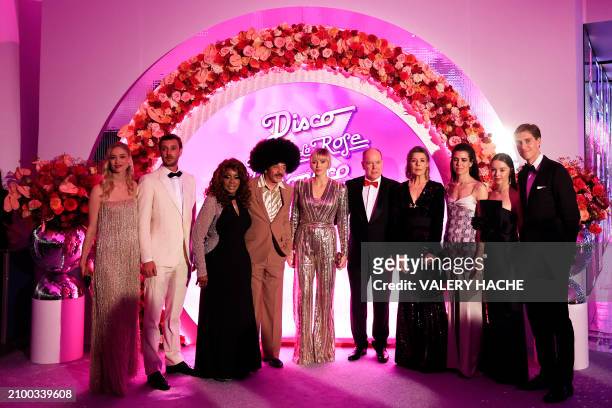 Beatrice Boromeo, Pierre Casiraghi, US singer Gloria Gaynor, French designer Christian Louboutin, Princess Charlene of Monaco, Prince Albert II of...
