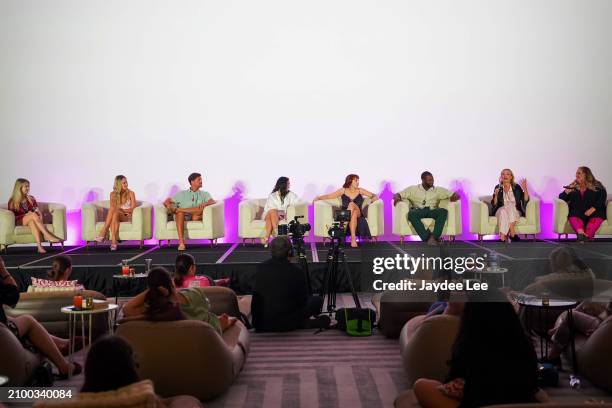 Moderator Lauren Veneziani, Kelli Berglund, Amadeus Serafini, Cathy Ang, Abbey May, Cedrick Cooper, Passionflix CEO Tosca Musk, and author Alice...