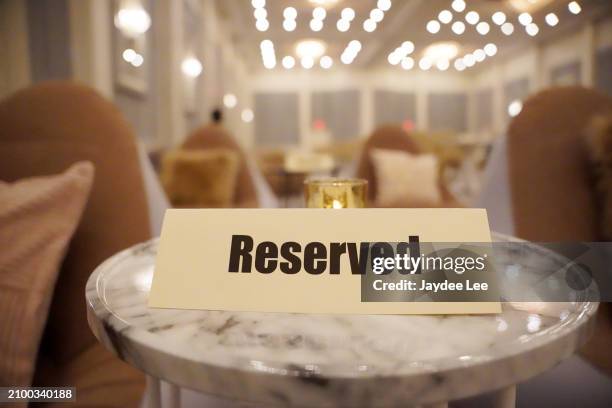 Table reserved for Passionflix talent during the Passionflix's Wallbanger Premiere at Passioncon at Hyatt Regency Grand Reserve on March 22, 2024 in...