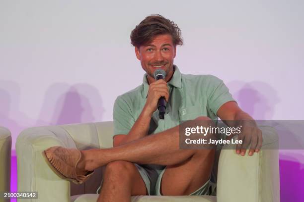 Amadeus Serafini participates in Q&A session during the Passionflix's Wallbanger Premiere at Passioncon at Hyatt Regency Grand Reserve on March 22,...
