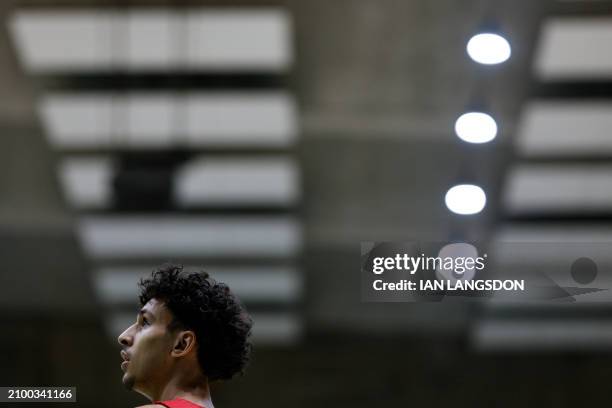 Bourg-en-Bresse's French forward Zaccharie Risacher looks on during the French Ligue Nationale de Basket Pro A match between Nanterre 92 and JL Bourg...